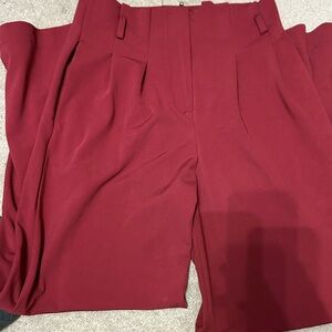 Elegant Red High-Waisted Trousers